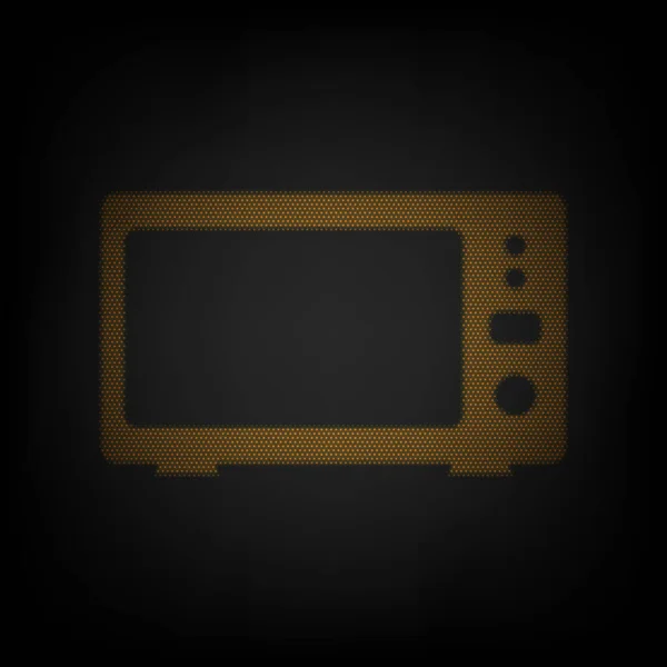 Microwave Tanda Ilustrasi Ikon Sebagai Kisi Kisi Bola Lampu Oranye - Stok Vektor