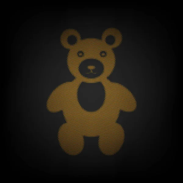 Знак Плюшевого Ведмедя Ілюстрація Ікона Сітка Маленької Помаранчевої Лампочки Темряві — стоковий вектор