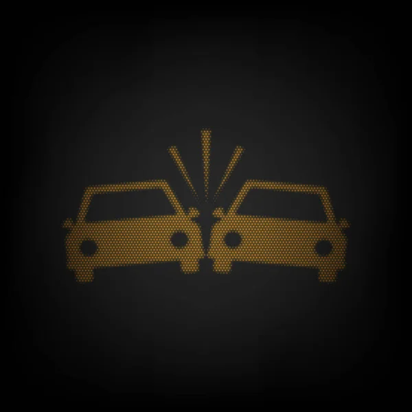 Σύμβολο Τρακαρισμένων Αυτοκινήτων Εικονίδιο Πλέγμα Του Μικρού Πορτοκαλί Λαμπτήρα Στο — Διανυσματικό Αρχείο