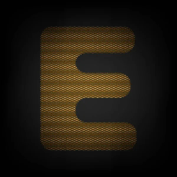 文字Eの記号デザインテンプレート要素 暗闇の中の小さなオレンジ色の電球のグリッドとしてのアイコン — ストックベクタ