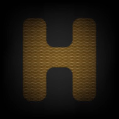 H harfi tasarım şablonu ögesi. Karanlıktaki küçük turuncu ampulün ızgarası gibi simge.