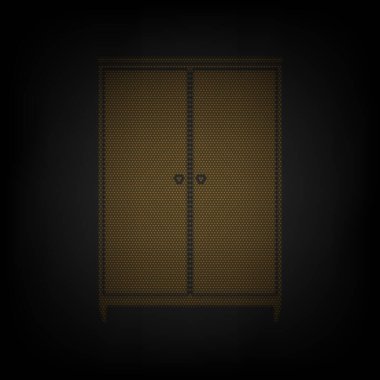 Gardırop tabelası. Karanlıktaki küçük turuncu ampulün ızgarası gibi simge.