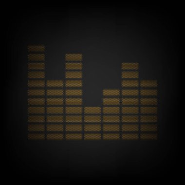 Dengeleyici. Müziği. Ses işareti. Karanlıktaki küçük turuncu ampulün ızgarası gibi simge.