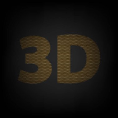 3D grafik sembolü işareti. Karanlıktaki küçük turuncu ampulün ızgarası gibi simge.