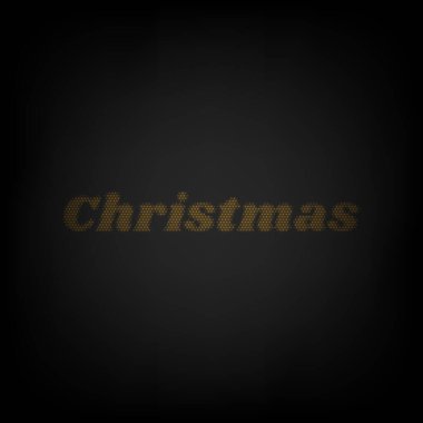 Noel tebrik sloganı. Karanlıktaki küçük turuncu ampulün ızgarası gibi simge.