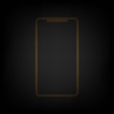 Akıllı telefon işareti. Karanlıktaki küçük turuncu ampulün ızgarası gibi simge.