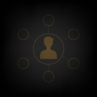 Temel bilgi elemanı işareti. Karanlıktaki küçük turuncu ampulün ızgarası gibi simge.