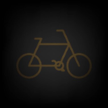 Bisiklet tabelası var. Karanlıktaki küçük turuncu ampulün ızgarası gibi simge.