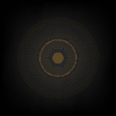 Geometrik göz mandala. Karanlıktaki küçük turuncu ampulün ızgarası gibi simge.