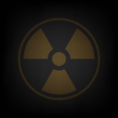Radyasyon işareti. Karanlıktaki küçük turuncu ampulün ızgarası gibi simge.