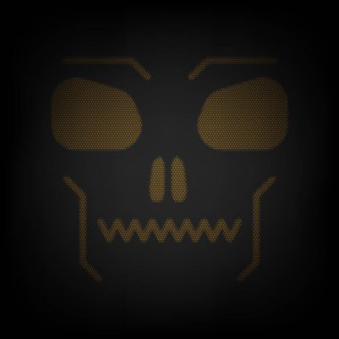 Kafatası işareti. Karanlıktaki küçük turuncu ampulün ızgarası gibi simge.