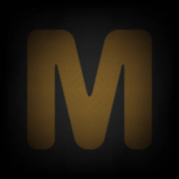 字母M符号设计模板元素 图标是黑暗中橙色小灯泡的网格 — 图库矢量图片