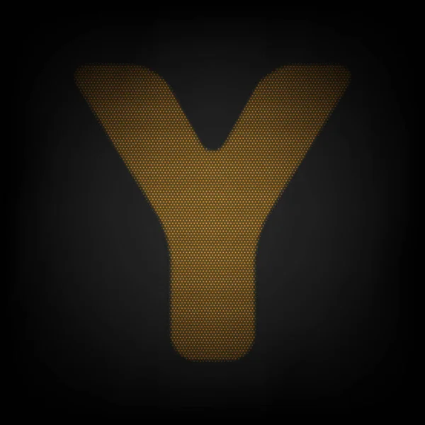 文字Y記号デザインテンプレート要素 暗闇の中の小さなオレンジ色の電球のグリッドとしてのアイコン — ストックベクタ