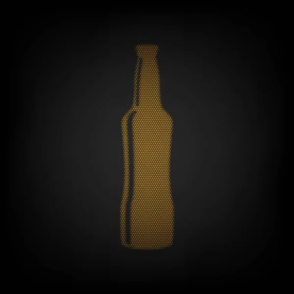 Bierflaschenschild Ikone Als Gitter Aus Kleinen Orangen Glühbirnen Der Dunkelheit — Stockvektor