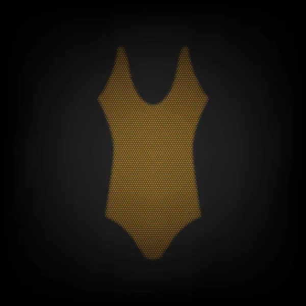 女人的泳衣标志 图标是黑暗中橙色小灯泡的网格 — 图库矢量图片