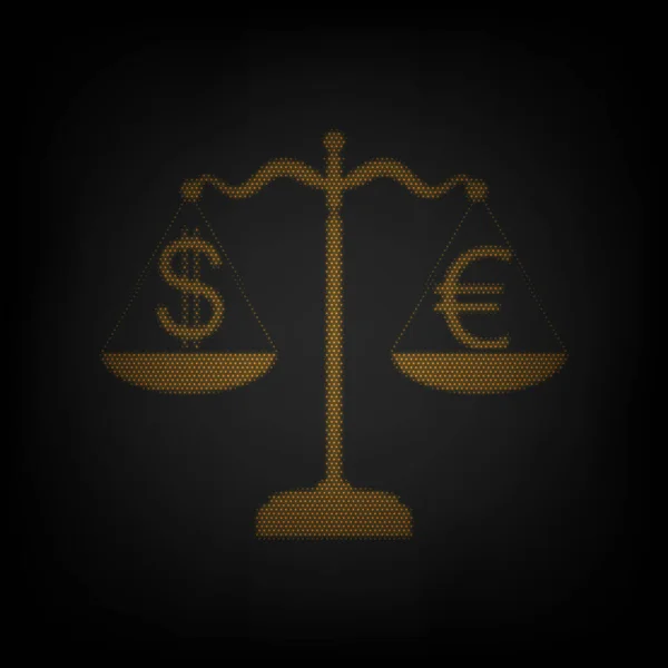 Balance Justice Avec Signe Change Icône Comme Grille Petite Ampoule — Image vectorielle