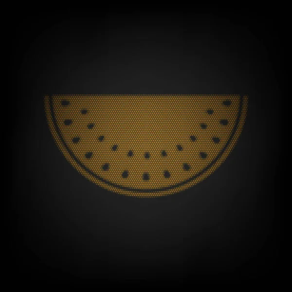 西瓜标志 图标是黑暗中橙色小灯泡的网格 — 图库矢量图片