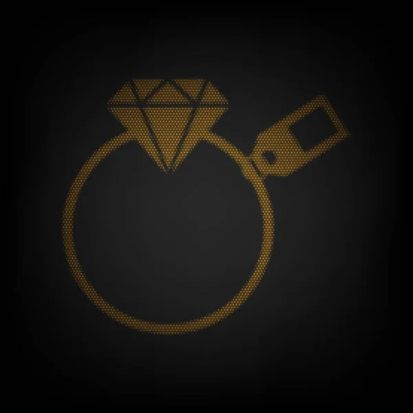 有标签的钻石标志 图标是黑暗中橙色小灯泡的网格 — 图库矢量图片