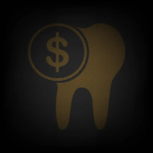 Diş Tedavisi Tabelasının Maliyeti Karanlıktaki Küçük Turuncu Ampulün Izgarası Gibi — Stok Vektör