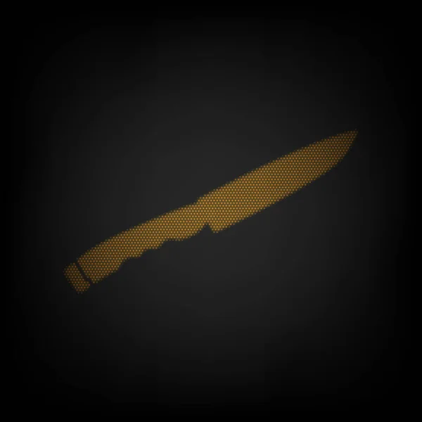 Знак Ножа Икона Виде Сетки Маленькой Оранжевой Лампочки Темноте — стоковый вектор
