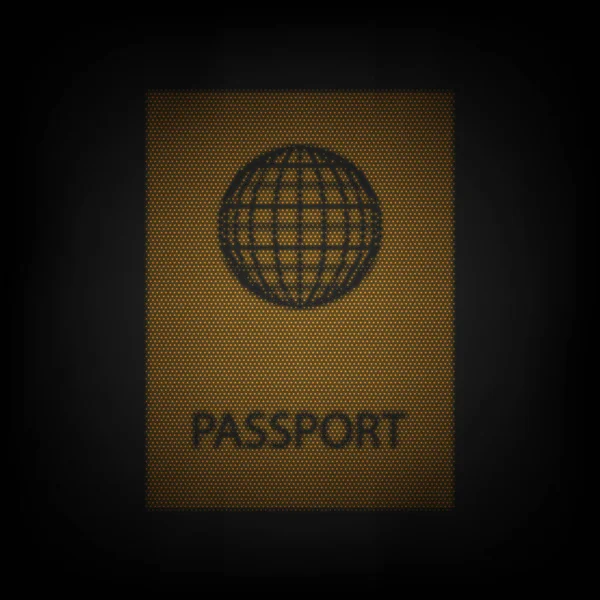 Paspoortteken Illustratie Ikoon Als Raster Van Kleine Oranje Gloeilamp Het — Stockvector