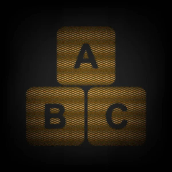 Ilustracja Znaku Abc Cube Ikona Jako Siatka Małej Pomarańczowej Żarówki — Wektor stockowy