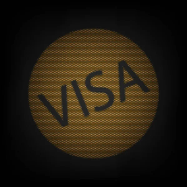 Иллюстрация Знака Visa Икона Виде Сетки Маленькой Оранжевой Лампочки Темноте — стоковый вектор