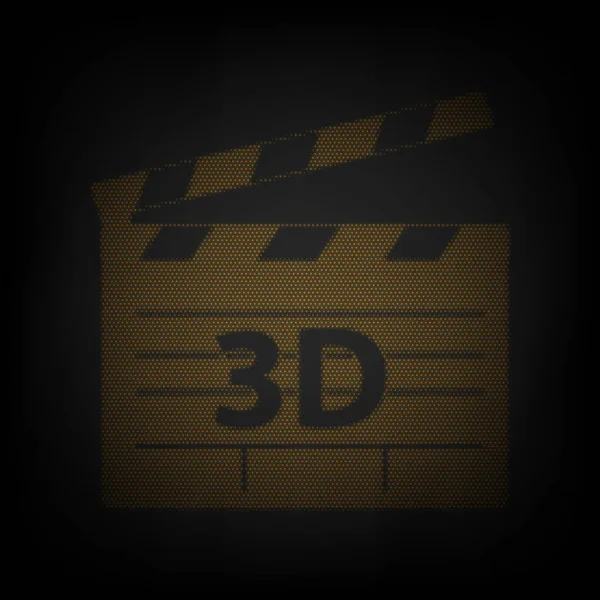 3D电影标志 图标是黑暗中橙色小灯泡的网格 — 图库矢量图片