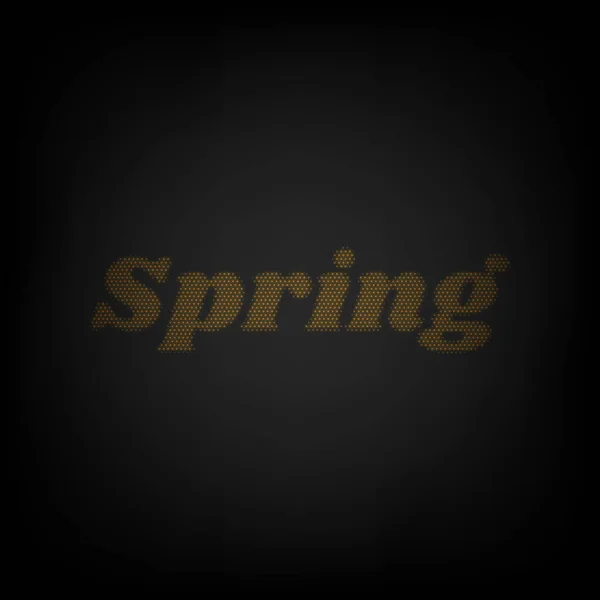 春天的口号图标是黑暗中橙色小灯泡的网格 — 图库矢量图片