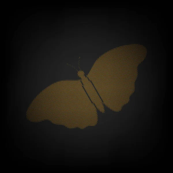 Signe Papillon Icône Comme Grille Petite Ampoule Orange Dans Obscurité — Image vectorielle