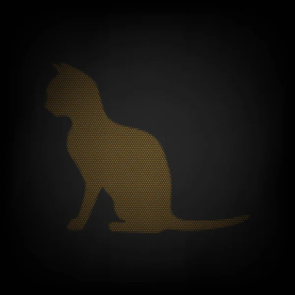 猫的标志 图标是黑暗中橙色小灯泡的网格 — 图库矢量图片