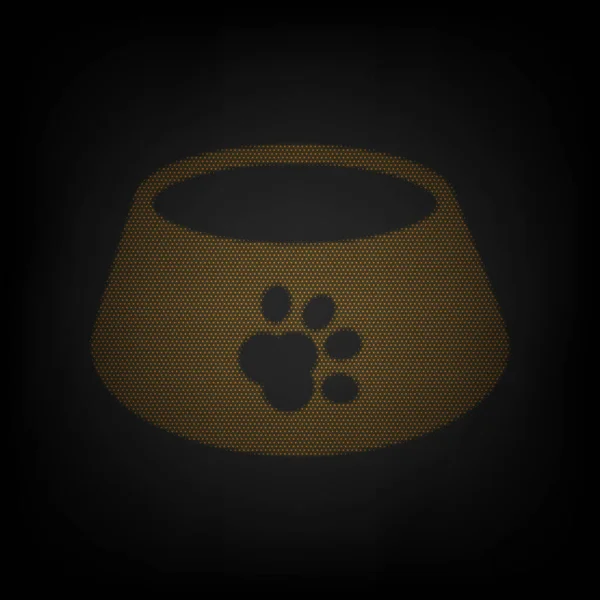 Знак Миски Собак Ікона Сітка Маленької Помаранчевої Лампочки Темряві — стоковий вектор