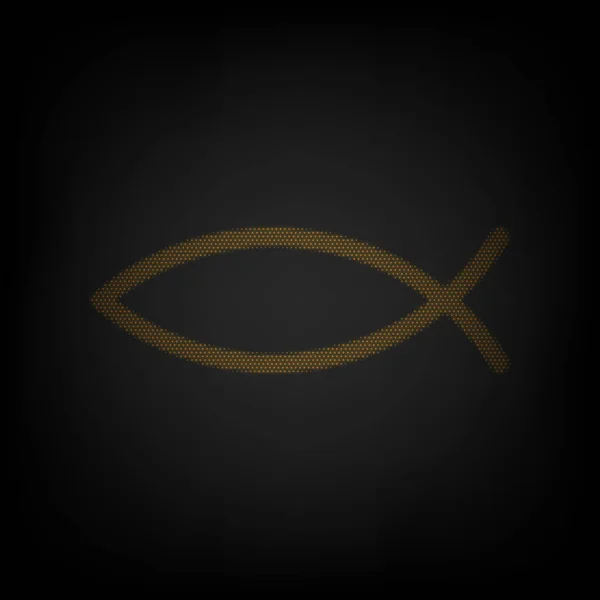 Kristen Symbol Fisk Tecken Ikon Som Rutnät Liten Orange Glödlampa — Stock vektor
