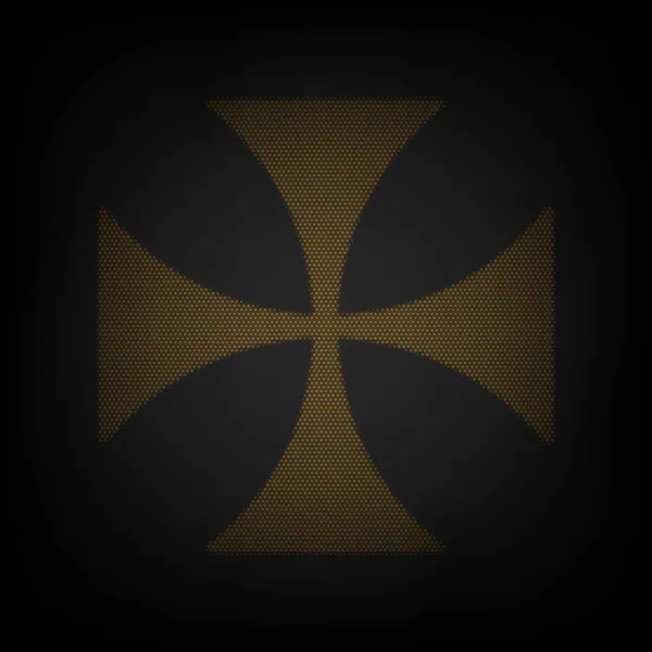 Maltese Cross Sign Icon Grid Small Orange Light Bulb Darkness — Stock Vector