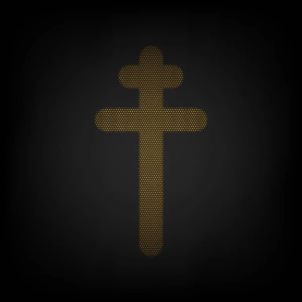 Signo Cruzado Icono Como Rejilla Pequeña Bombilla Naranja Oscuridad — Archivo Imágenes Vectoriales