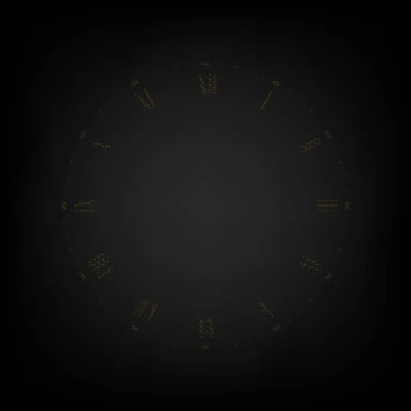 Signe Horloge Icône Comme Grille Petite Ampoule Orange Dans Obscurité — Image vectorielle