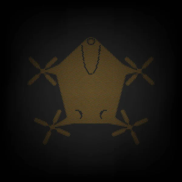 无人机四分仪的标志 图标是黑暗中橙色小灯泡的网格 — 图库矢量图片