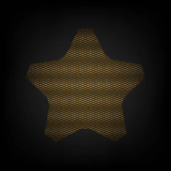 Signo Estrella Icono Como Rejilla Pequeña Bombilla Naranja Oscuridad — Archivo Imágenes Vectoriales