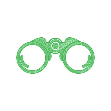 Dürbünlü işaret illüstrasyonu. Beyaz arkaplan üzerine katı konturlu yeşil karalama Simgesi.