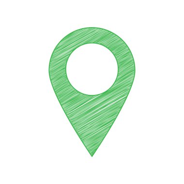 İşaretçi işareti. Beyaz arkaplan üzerine katı konturlu yeşil karalama Simgesi.