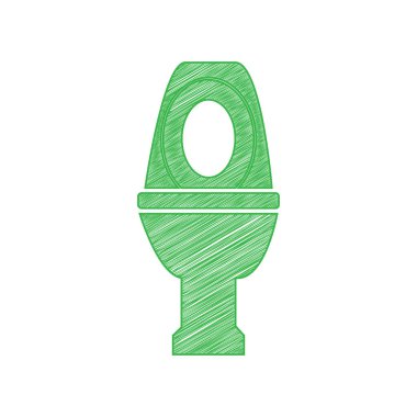 Tuvalet tabelası çizimi. Beyaz arkaplan üzerine katı konturlu yeşil karalama Simgesi.