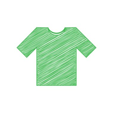 Tişört tabelası illüstrasyonu. Beyaz arkaplan üzerine katı konturlu yeşil karalama Simgesi.