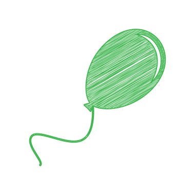 Balon işareti illüstrasyonu. Beyaz arkaplan üzerine katı konturlu yeşil karalama Simgesi.