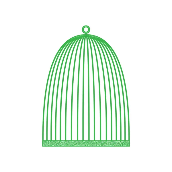 Bird Cage Sign Green Scribble Icon Solid Contour White Background — Stock Vector