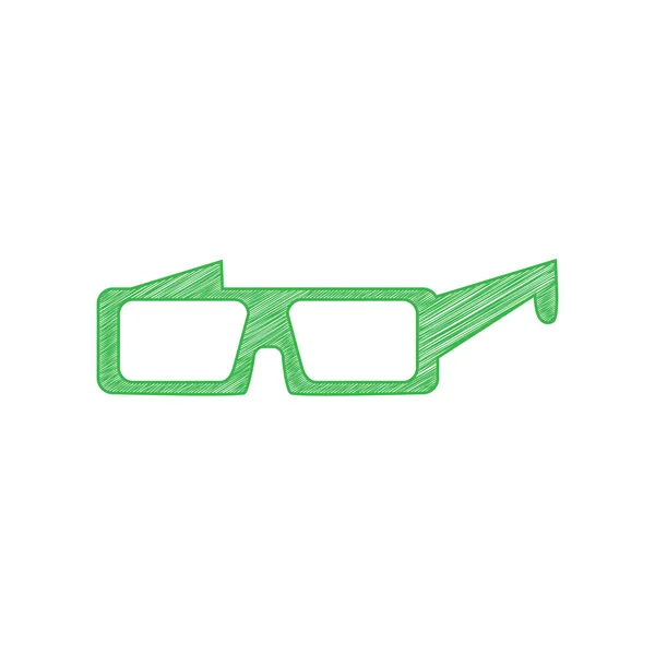 モダンなガラスの看板 白い背景にしっかりとした輪郭を持つ緑のスクリブルアイコン — ストックベクタ