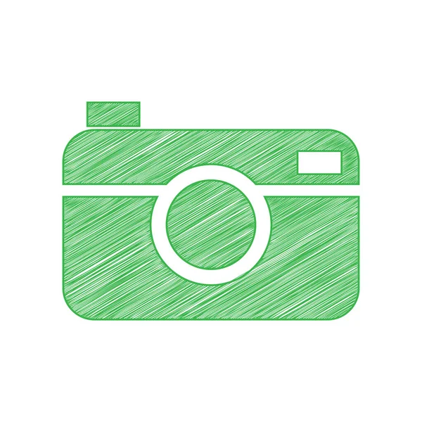 数码相机的标志 白色背景上有实心轮廓的绿色笔形图标 — 图库矢量图片