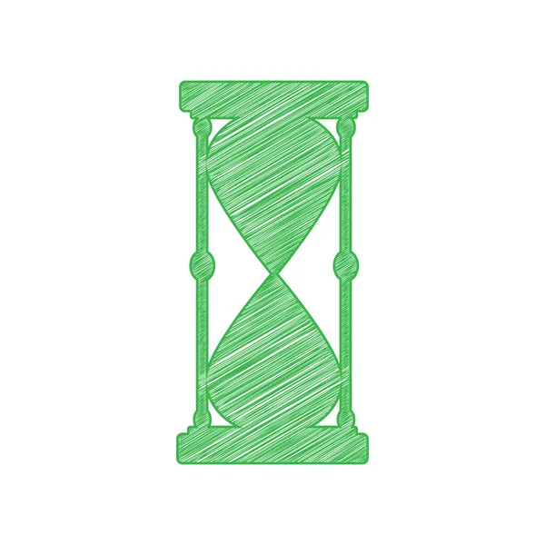 Sanduhrzeichen Illustration Grünes Kritzelsymbol Mit Fester Kontur Auf Weißem Hintergrund — Stockvektor