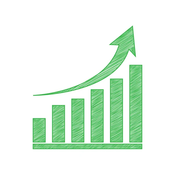 Signo Gráfico Creciente Icono Garabato Verde Con Contorno Sólido Sobre — Archivo Imágenes Vectoriales