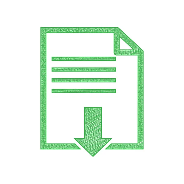 Знак Звантаження Файлів Зелена Піктограма Писаря Суцільним Контуром Білому Тлі — стоковий вектор