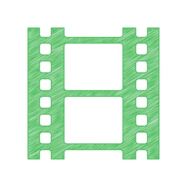 Катушка Вывеской Зеленый Каракуль Икона Твердым Контуром Белом Фоне — стоковый вектор
